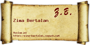 Zima Bertalan névjegykártya